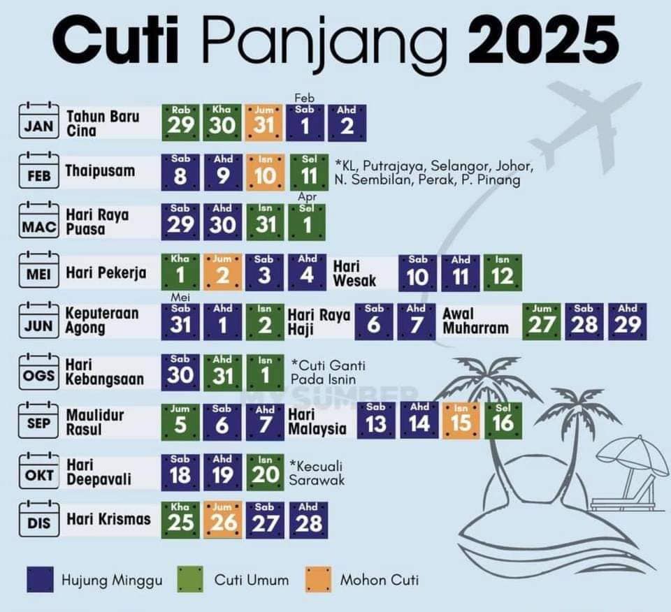 Cuti Panjang 2025 Senarai Cuti dan Long Weekend di Malaysia